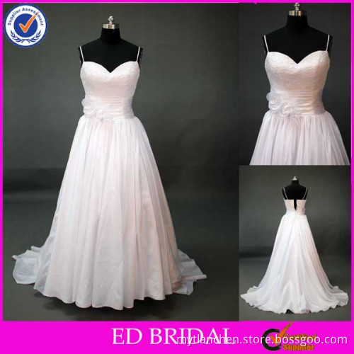 LN75 Sexy Spaghetti Straps lace Sweetheart Real Sample Chiffon Wedding Dress